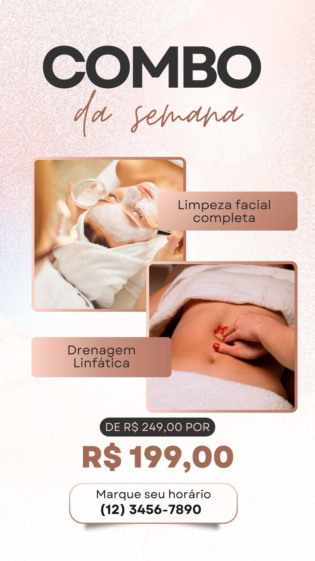 Promoção estética combo bege instagram story